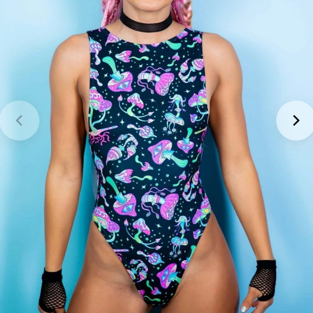 Mushies Side Boob Psychedelic Mushroom Bodysuit
